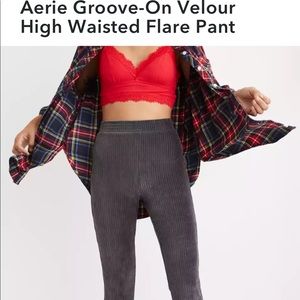 ✨Aerie Groove-On Velour High Waisted Flare - Dark Grey, Size XL ✨